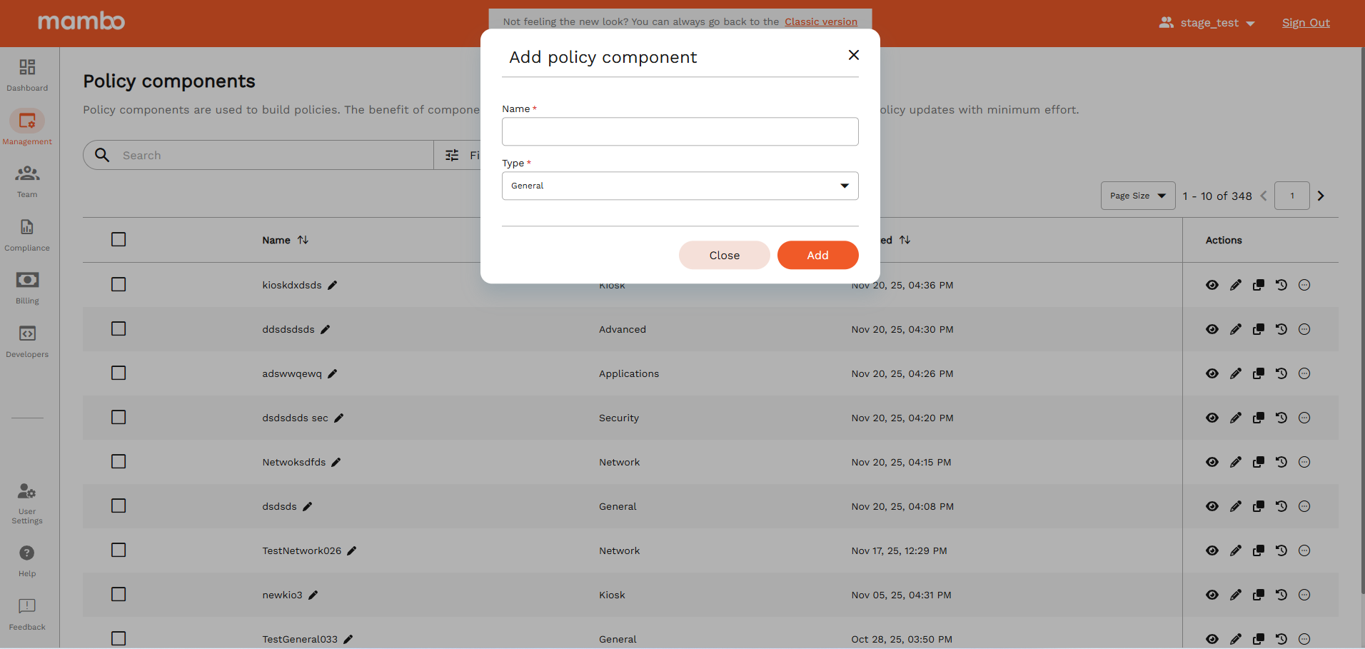 Add Policy Component